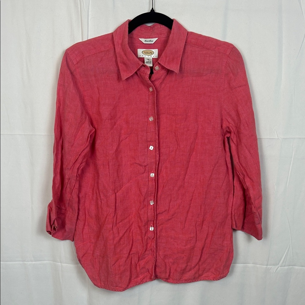 Talbots Salmon Pink Irish Linen Shirt